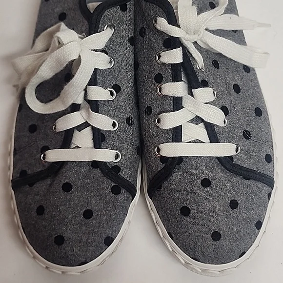 Kate Spade Vale Gray and Black Polka Dot Lace-up Size 9B Sneakers - Picture 3 of 12